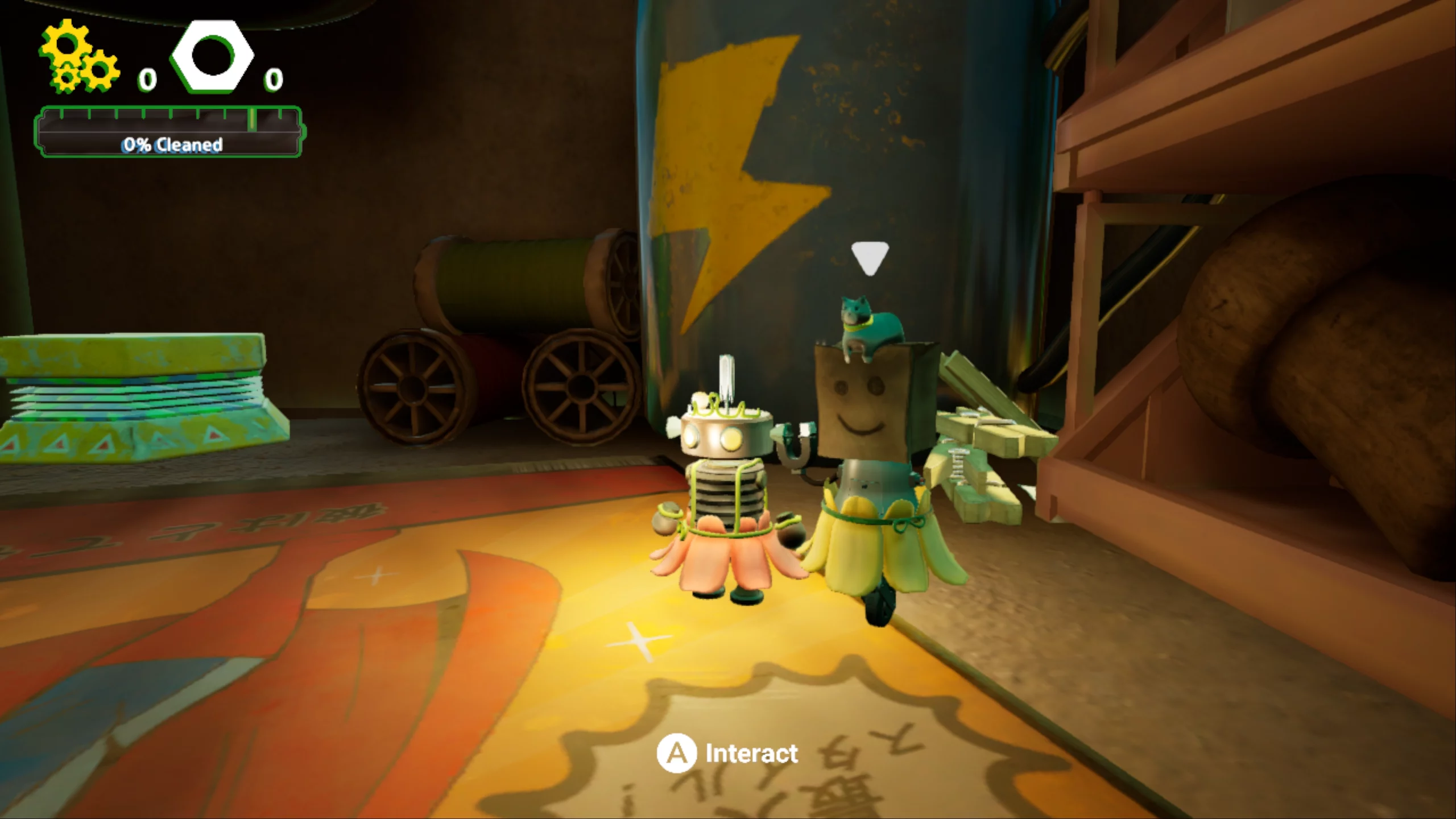 Two friends in a cute skirt are standing next to each other. Around them are various toys.