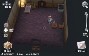 A rat in a room with self customized furniture. The rat is brewing coffee.