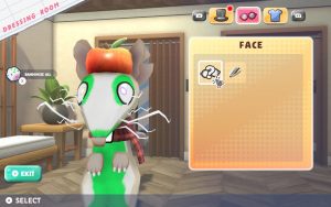 Closeup of a rat with a scarf and hat. It's showing customization options. 