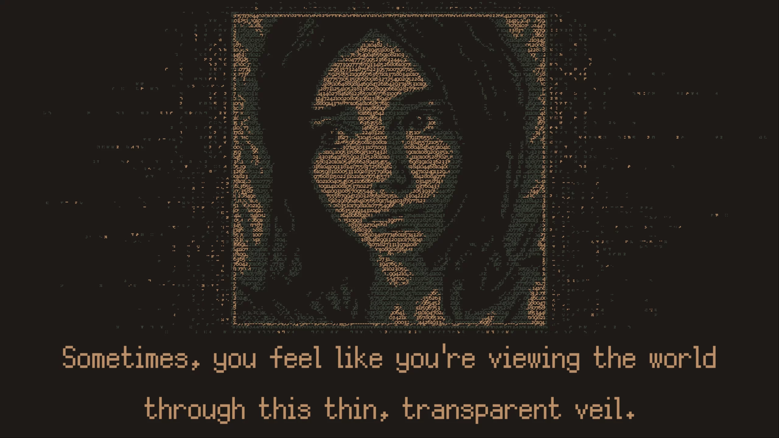 A woman is lying in her bad. Text says "Sometimes, you feel like you're viewing the world through this thin, transparent veil."