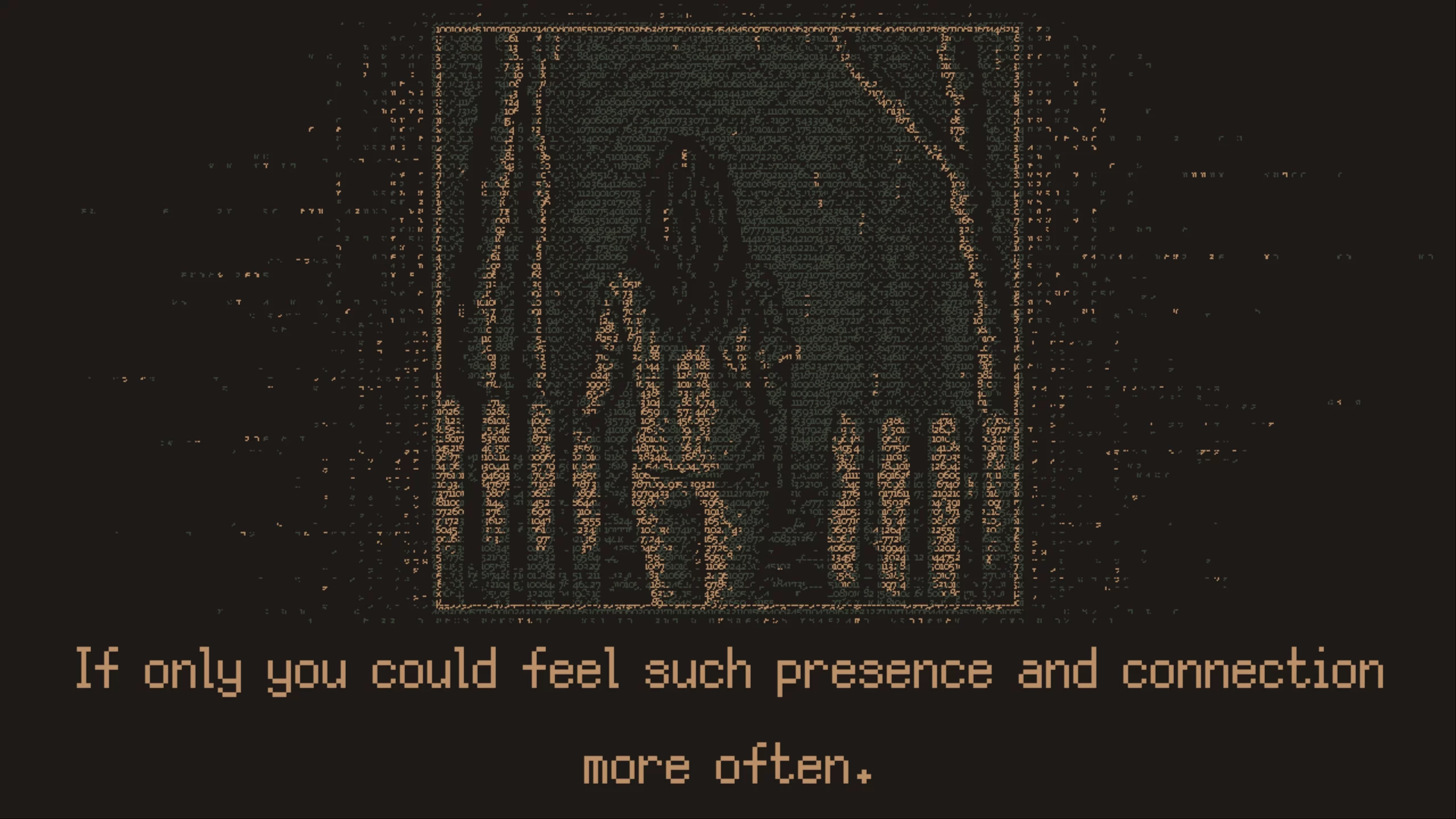 A woman is standing at the entrance of a forest. Text says "If only you could feel such presence and connection more often."