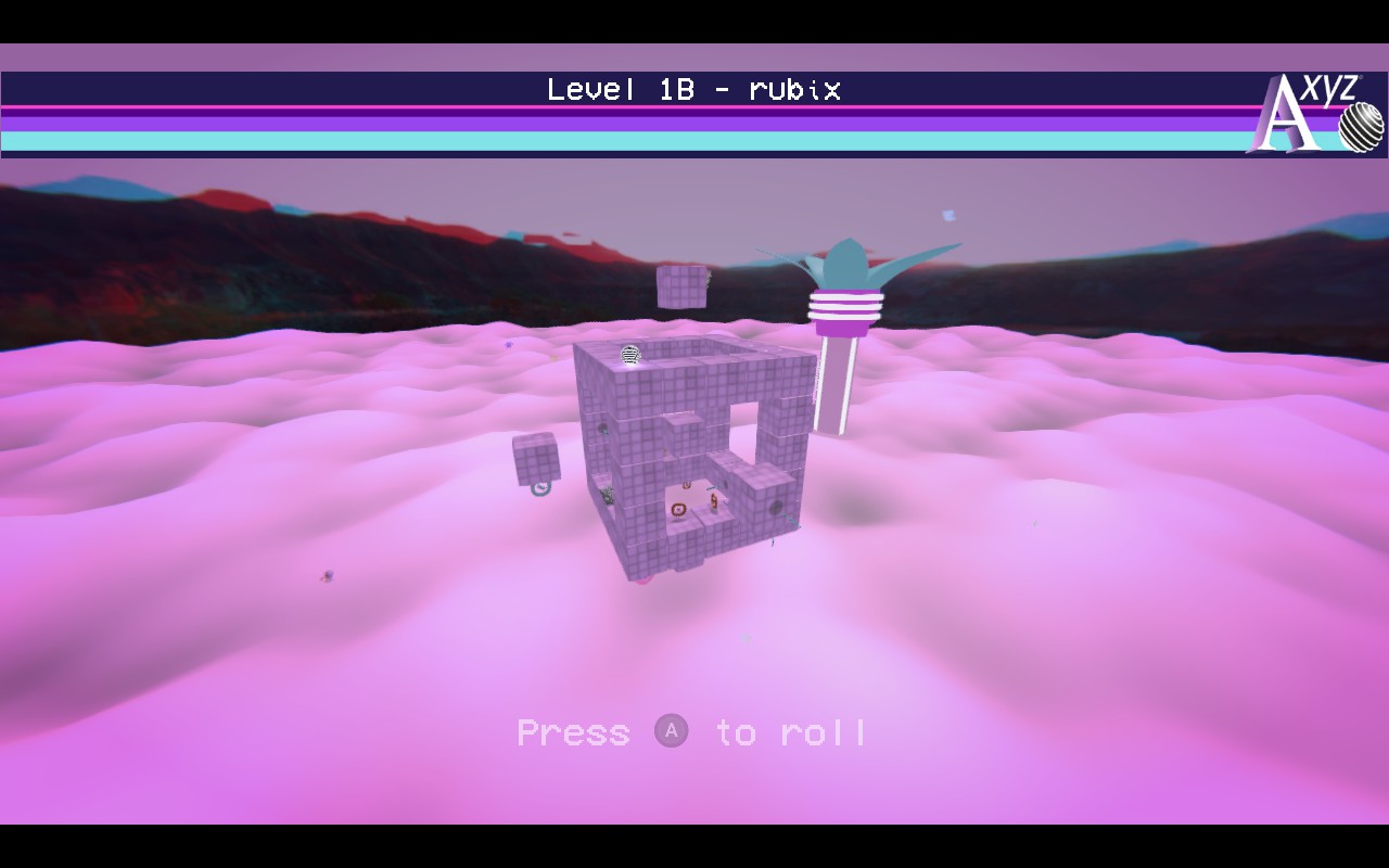 An overview of the level "1B - rubix". It shows a 3 dimensional level that forms a cube.