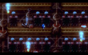 A laboratory with many machines that seem to be defect. Three ghost like figures are floating around.