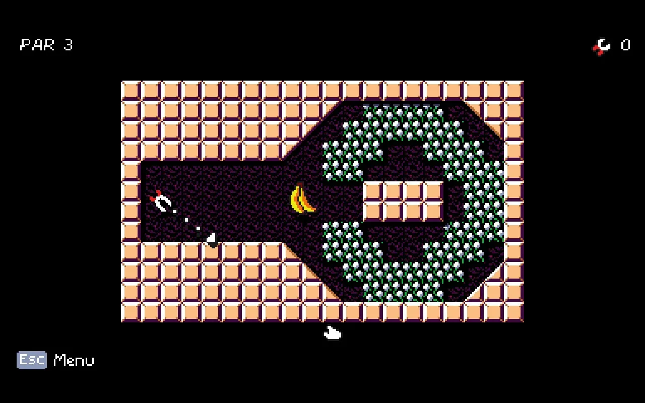 A level of the game with one trimmer and one banana.