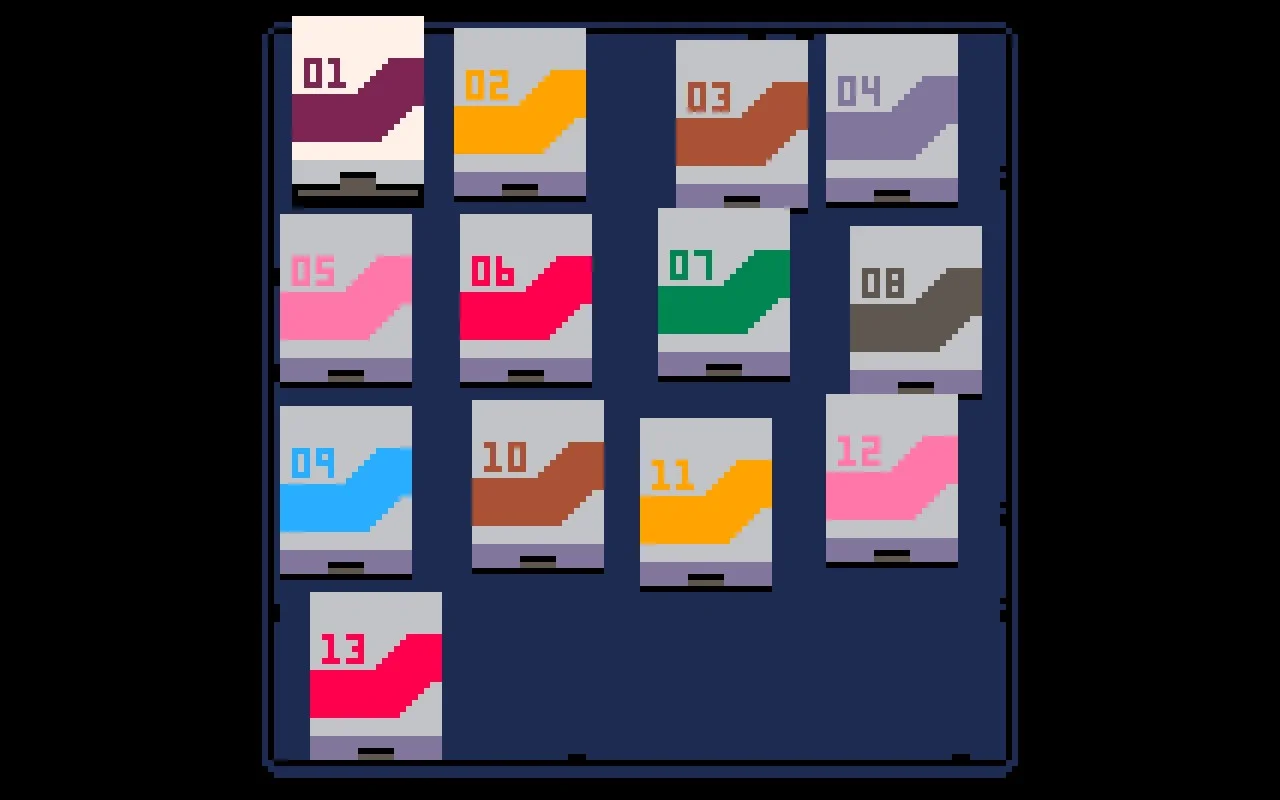 Game cartridges representing 13 levels. 