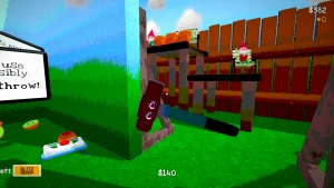 A collapsed wall inside a bright garden. A sledghehammer is in focus. 