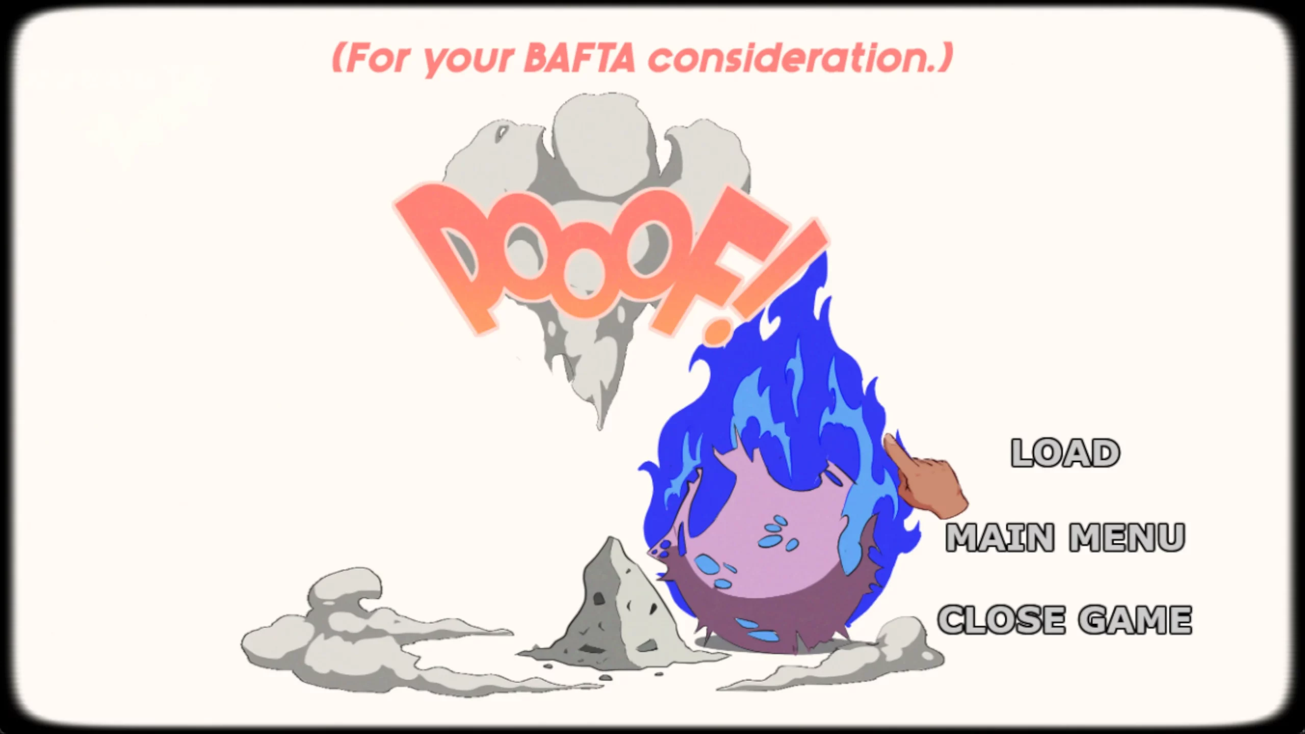 A meteor with a pile of dust next to it. At the top it says "For your BAFTA consideration"