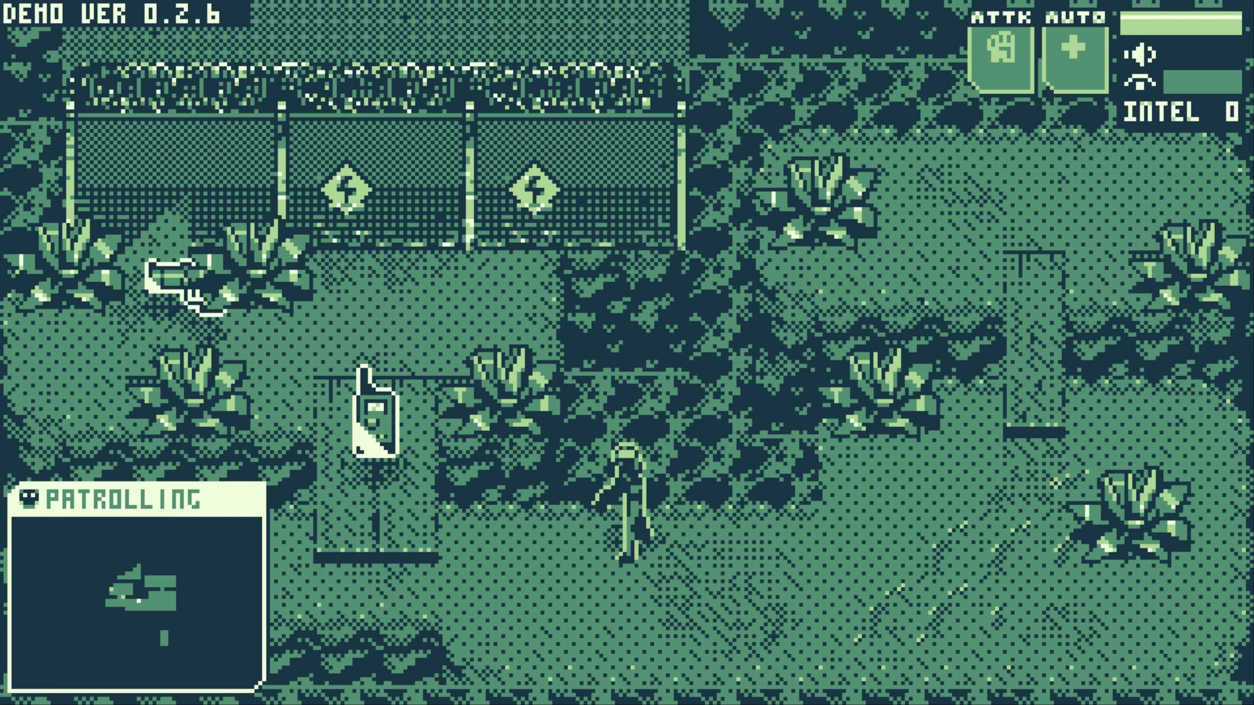 A wild area with a gun and walkie-talkie on the ground. 