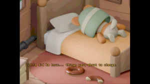 A kid is lyring face down on a bed. Text says: Little did he know ... things were about to change.