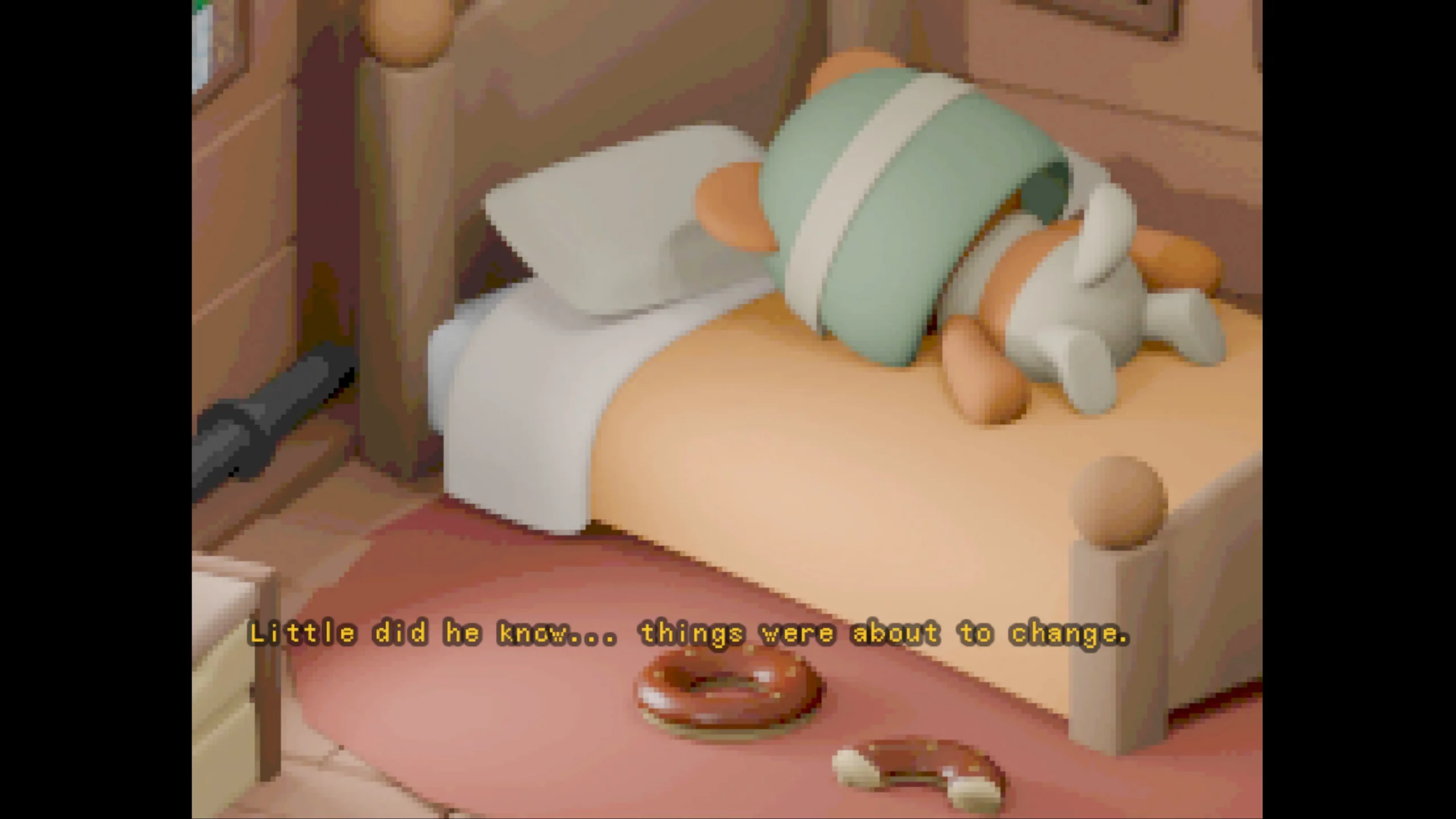 A kid is lyring face down on a bed. Text says: Little did he know ... things were about to change.