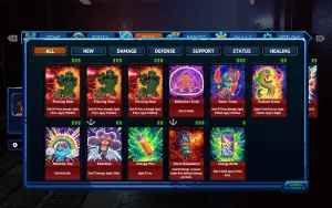 A collection of cards for combat. The art is very colourful and expressive. 