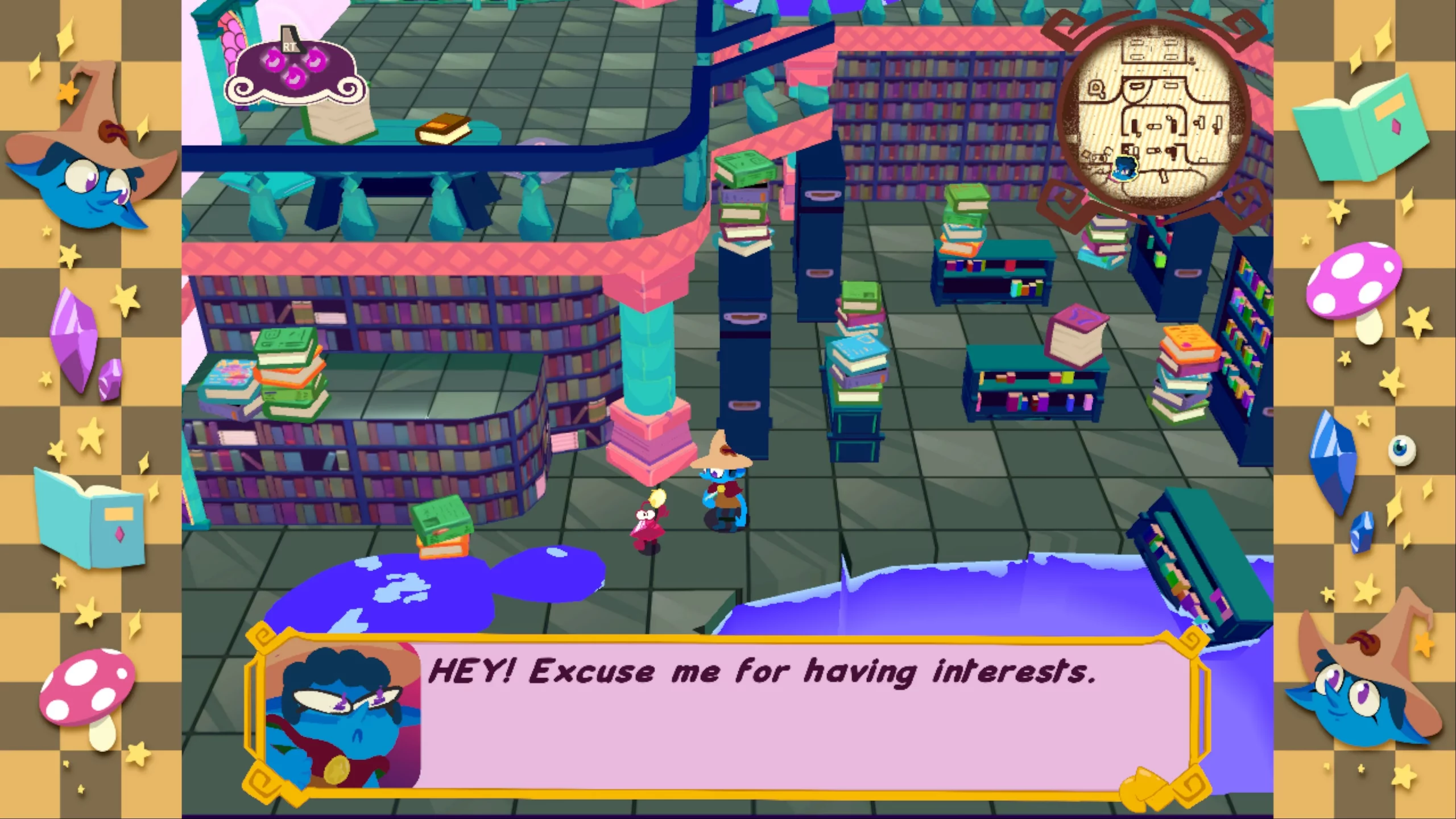 Rhell is shouting at a crab(?):"Hey! Excuse me for having interests."