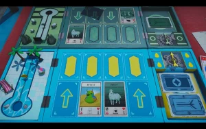 A card battle. Boarder is split in two different styles. 