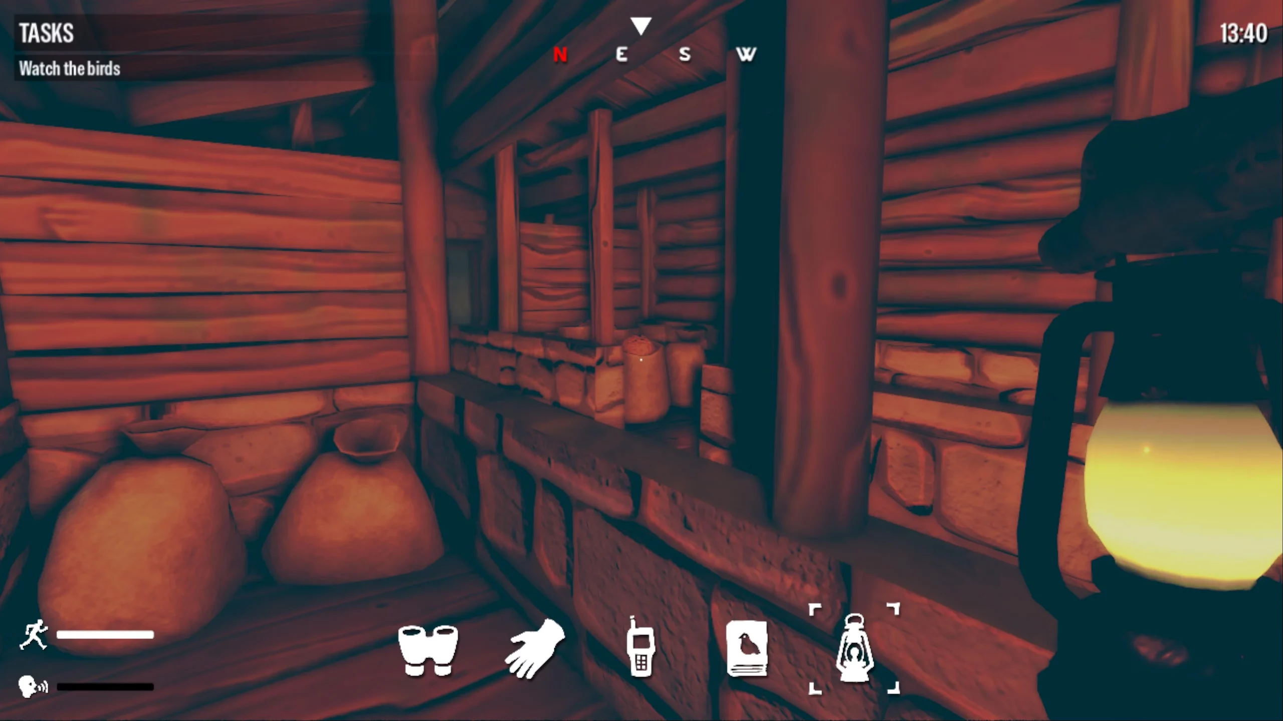 The dark inside of a barn.