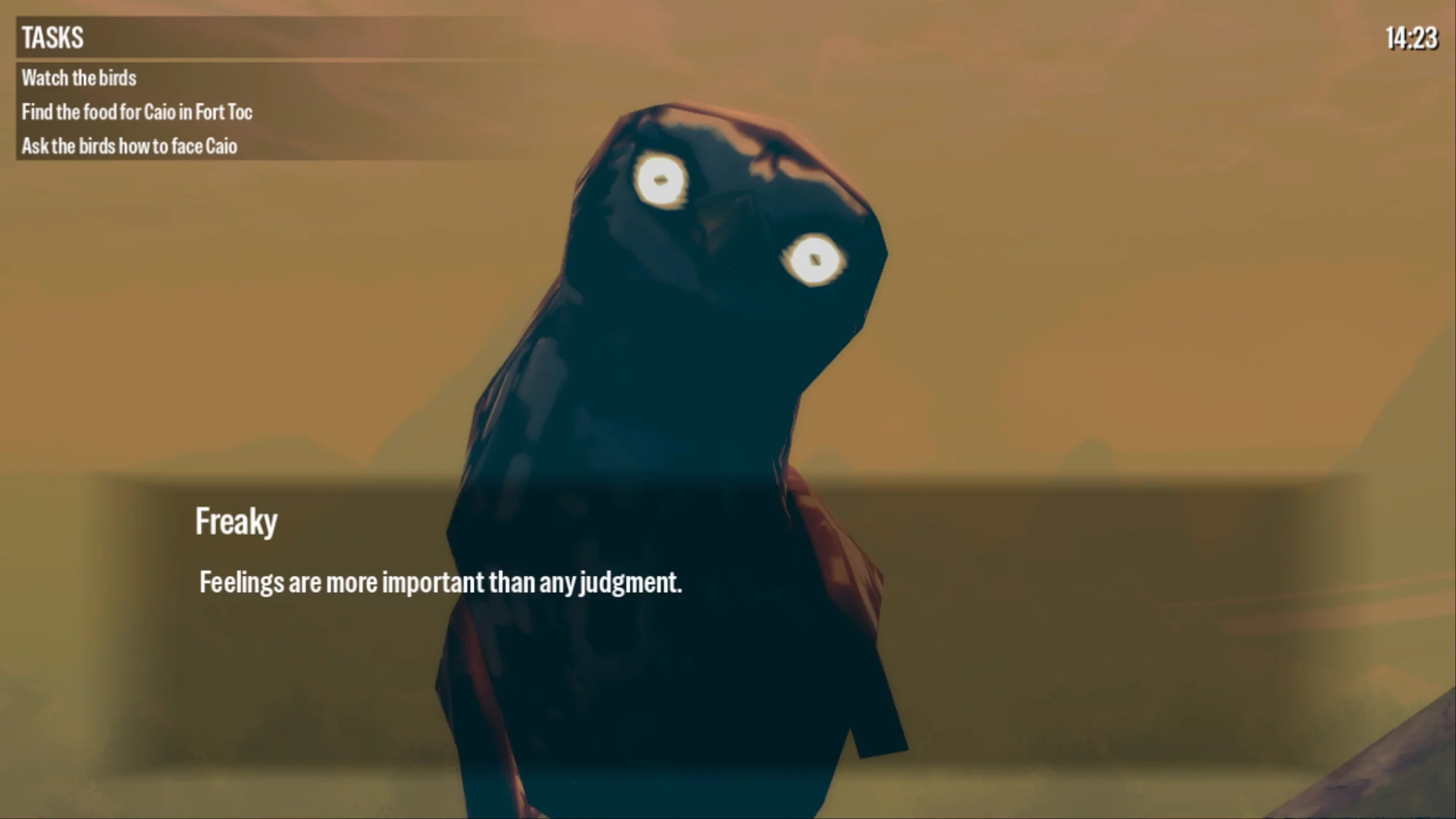 An owl says: "Feelings are more important than any judgement."