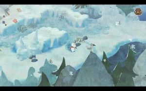 A glittering snow landscape. Left corners shows available tools.