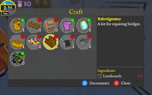 A display of items that can be crafted.