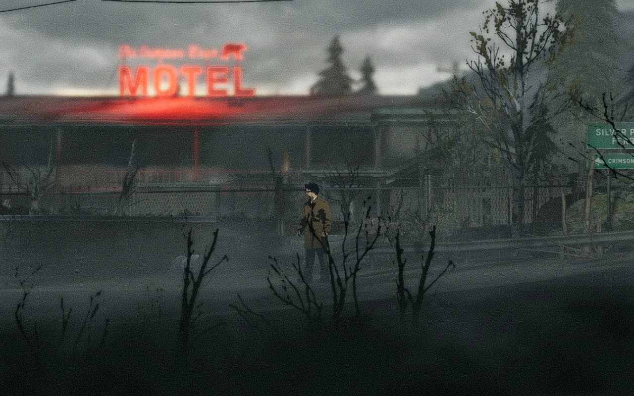 A man standing in front of a hotel.