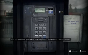 A close up inside a phone booth.