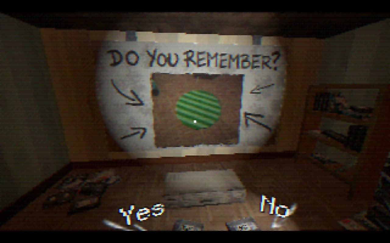 A projected image on the wall showing a picture and asking "Do you remember?"